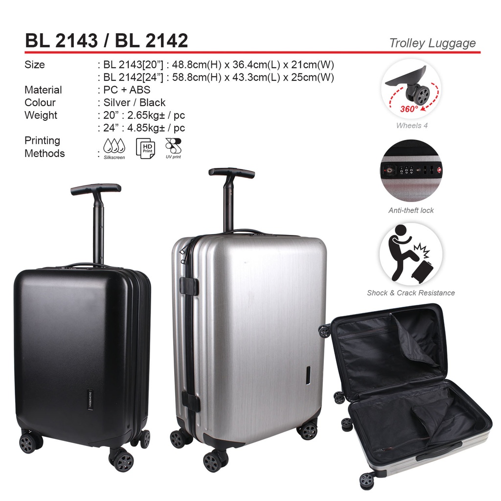 [BL-2142-BK] 24" TROLLEY LUGGAGE SUITCASE (BK)