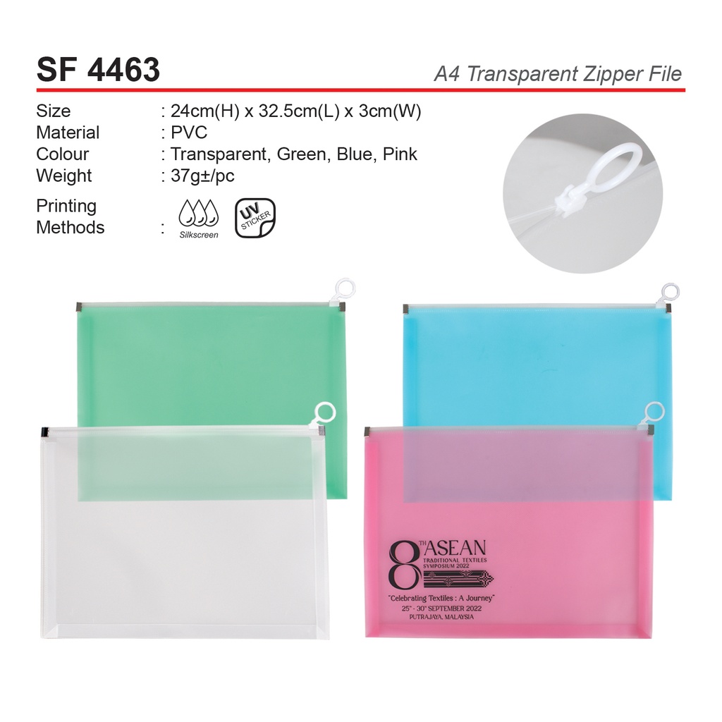 A4 TRANSPARENT ZIPPER FILE