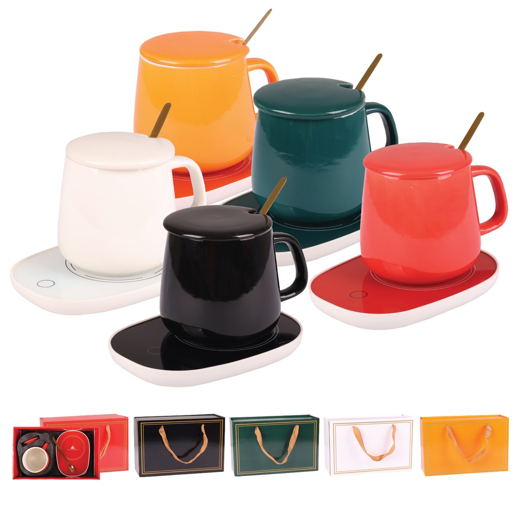 [M-7790-BK] CERAMIC MUG W WARMER SET (BK)