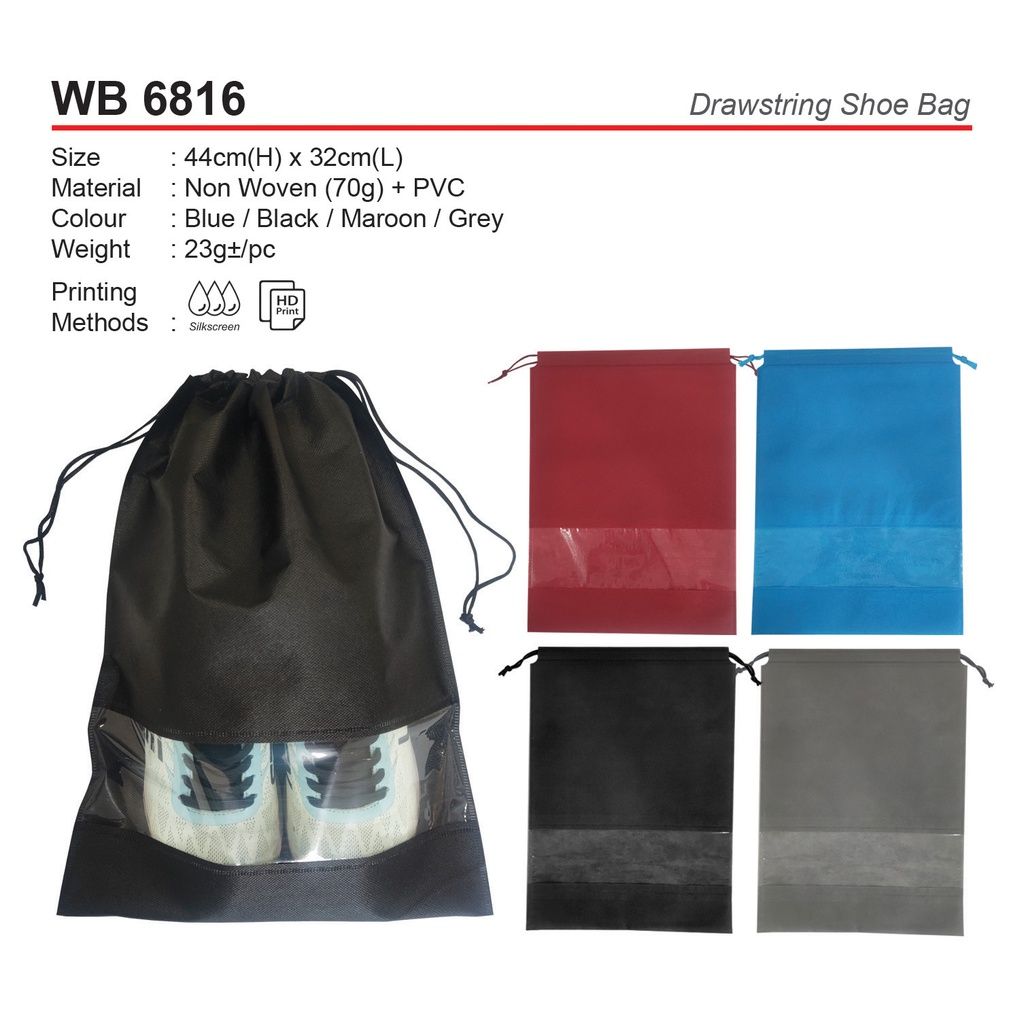 [WB-6816-BK] DRAWSTRING SHOE BAG (BK)