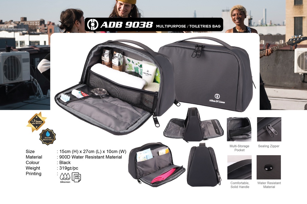 [ADB-9038-BK] MULTIPURPOSE / TOILETRIES BAG