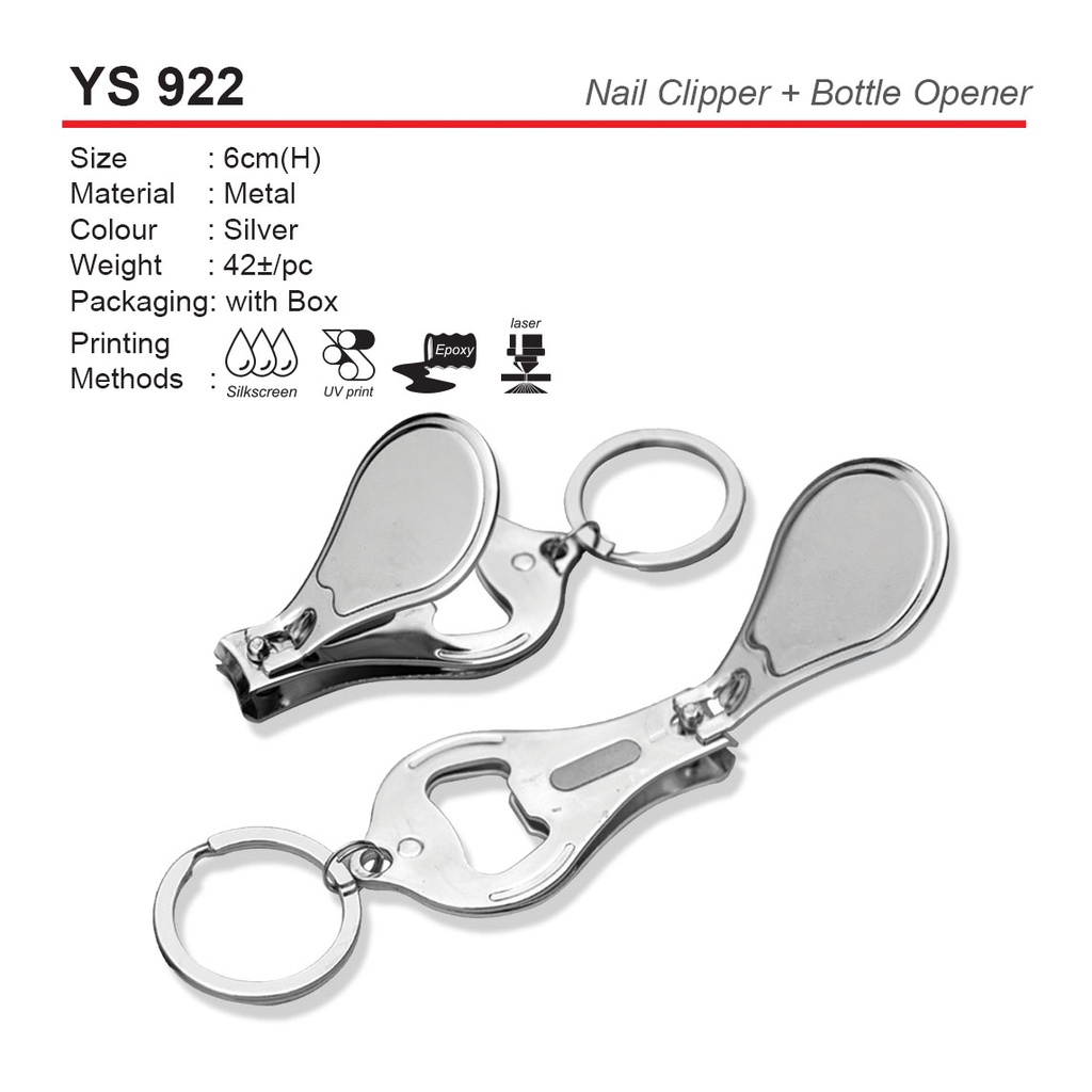 [YS-922-II-SIL] NAIL CLIPPER+BOTTLE OPENER