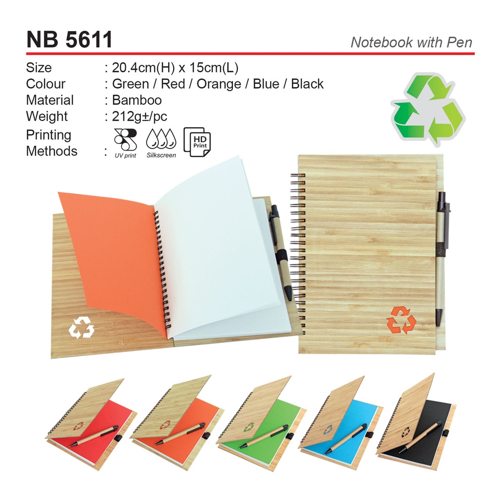[NB-5611-BK] NOTEBOOK WITH PEN (BK)