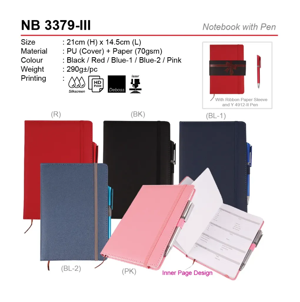 NOTEBOOK WITH PEN & PAPER SLEEVE