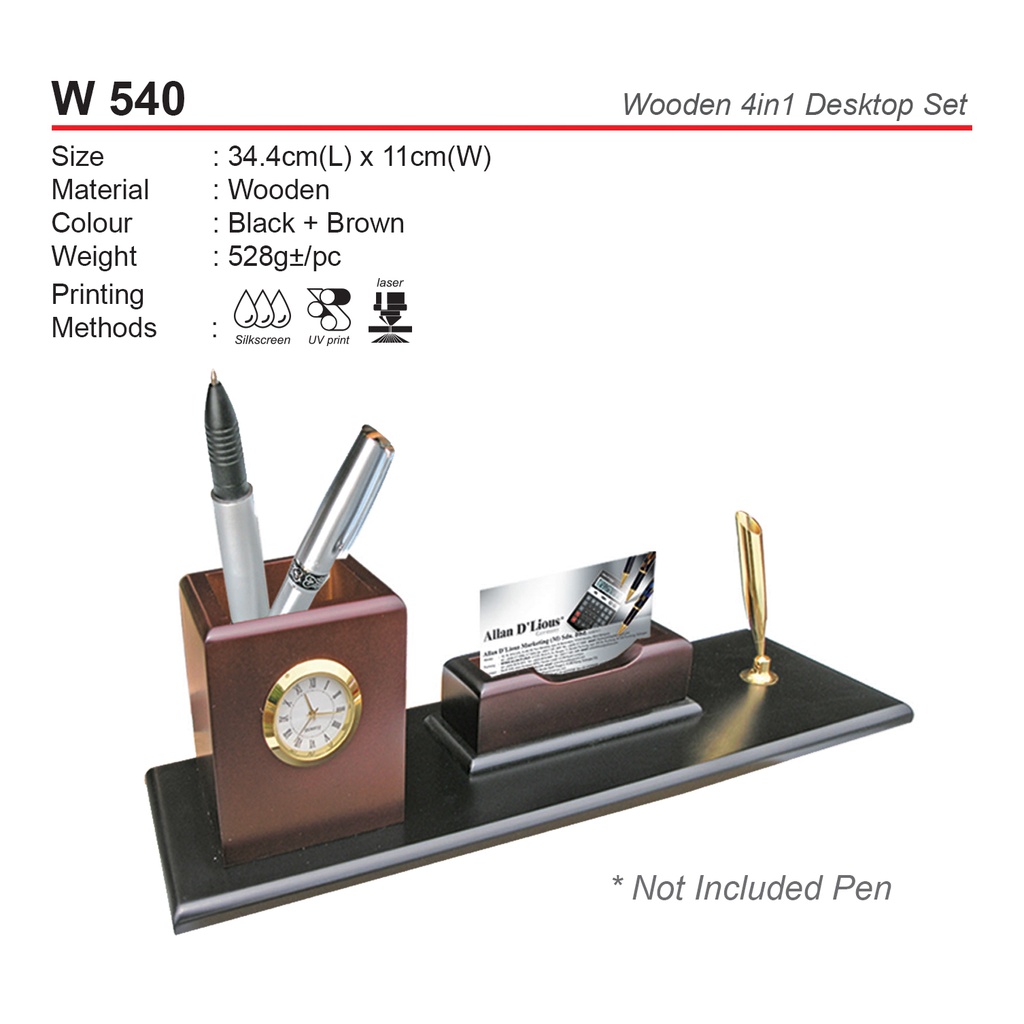 WOODEN 4 IN 1 DESKTOP SET