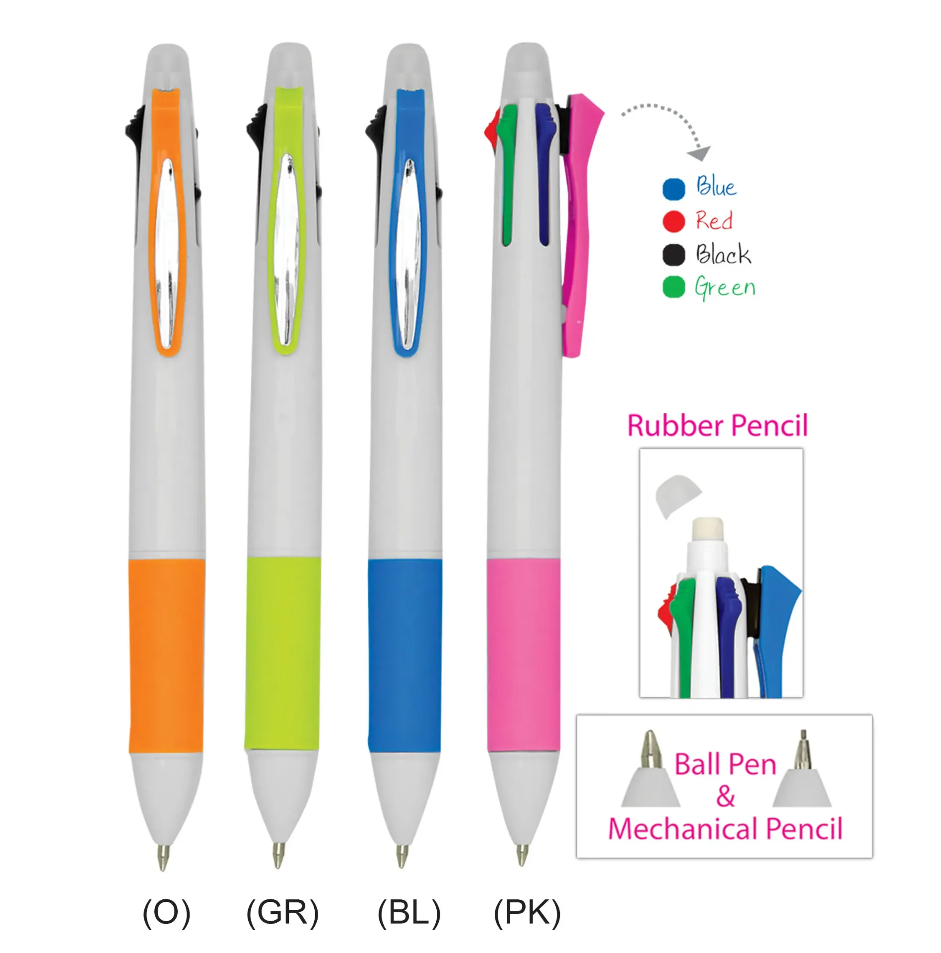 4 IN 1 PLASTIC BALL PEN + MECHANICAL PEN