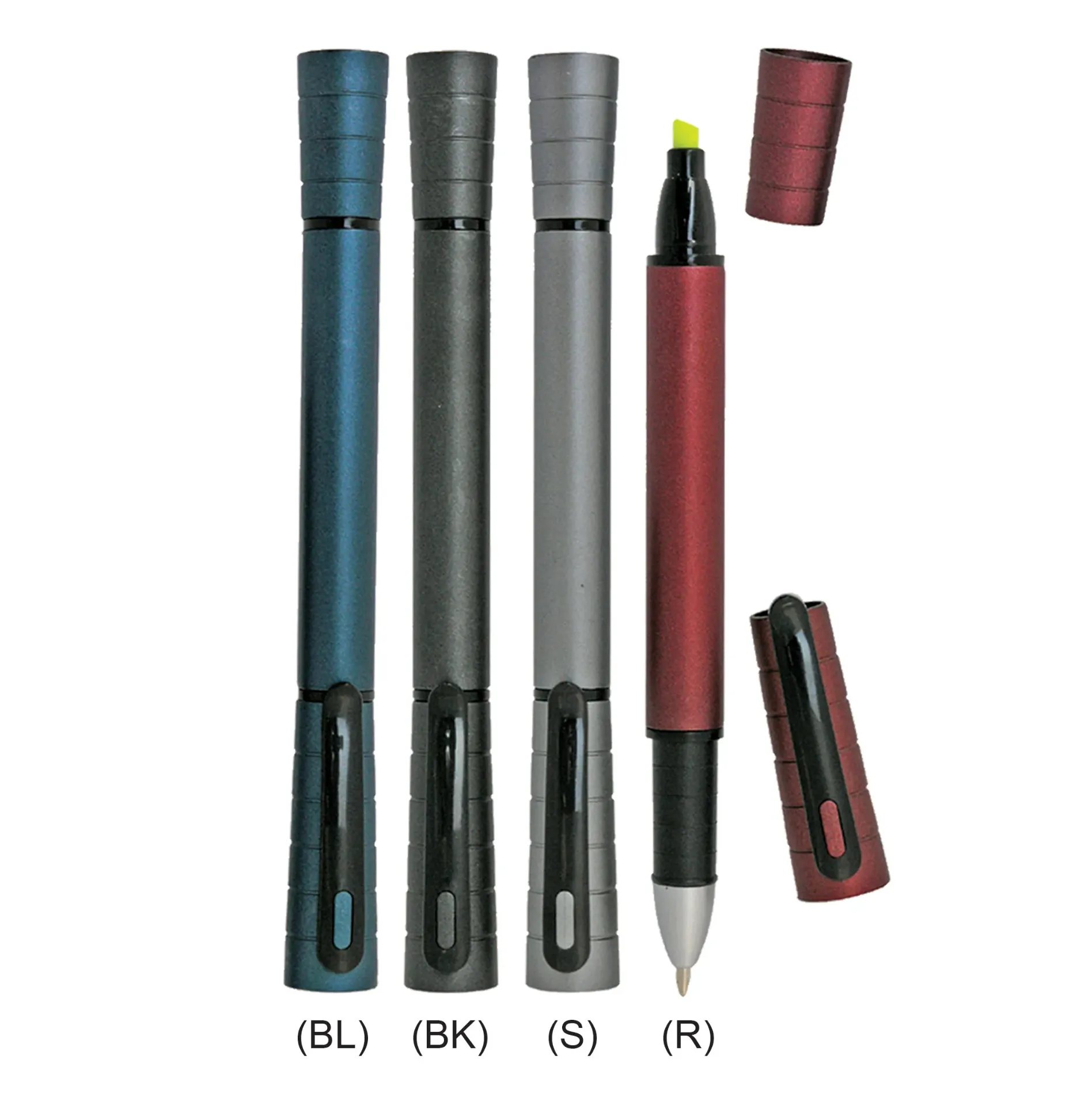 PLASTIC PEN WITH HIGHLIGHTER