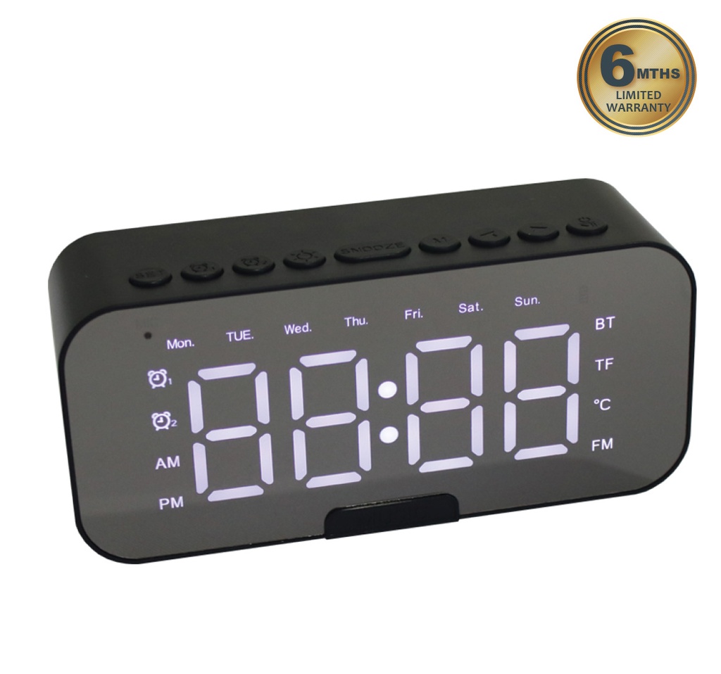 [PB-95-II-BK] BLUETOOTH SPEAKER WITH DIGITAL CLOCK