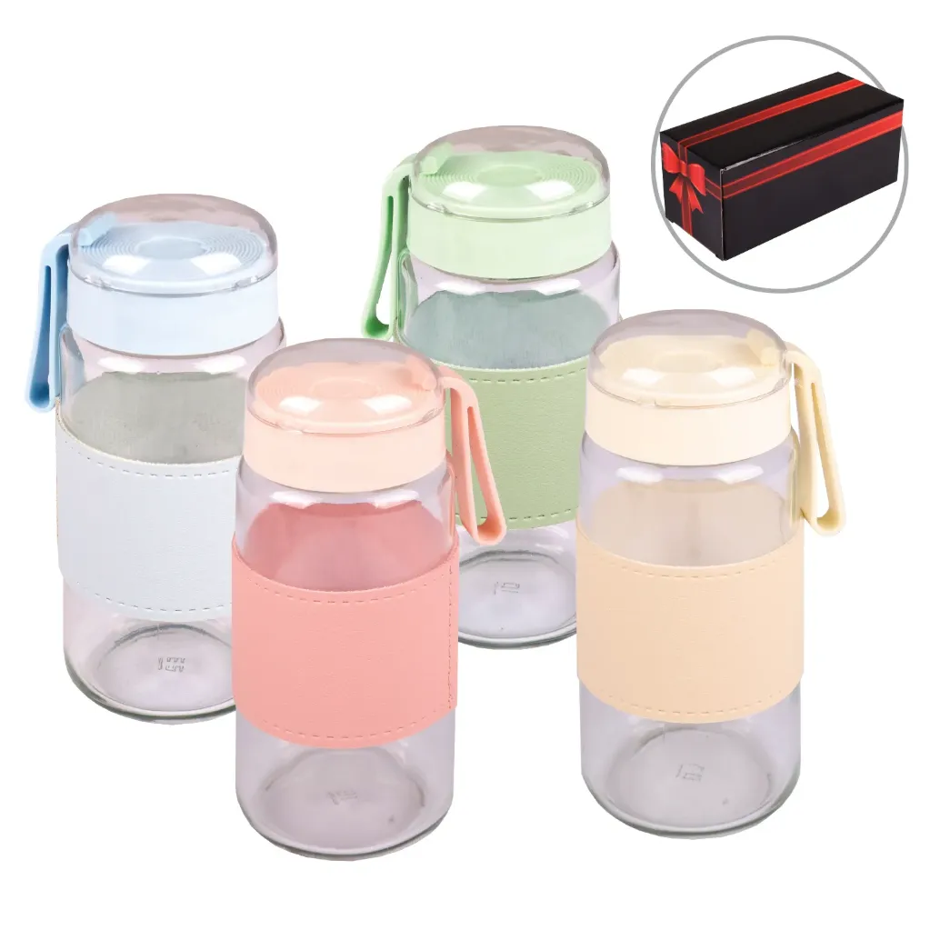 GLASS DRINKING BOTTLE WITH PU SLEEVE